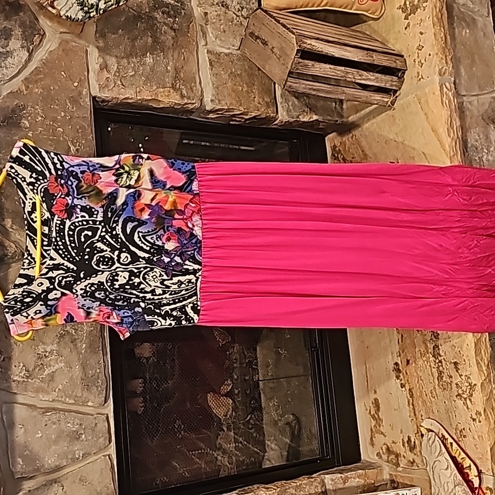 GUC Lbisse Floral/Hot Pink Maxi Dress XL